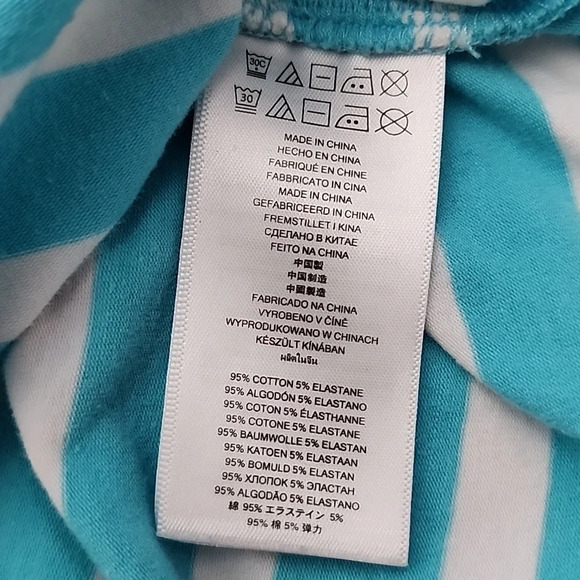 Michael Michael Kors Blue White Striped Ruched Zippers Neck Cotton Top Sz Medium - Picture 8 of 11